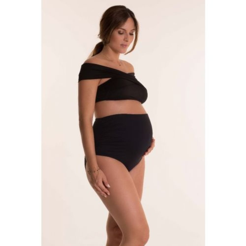 Pez D'or Lucia Bandeau Maternity Bikini Top Sz M black A40